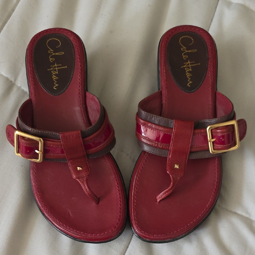 Cole Haan Women's Red and Brown Sandals Size 5.5